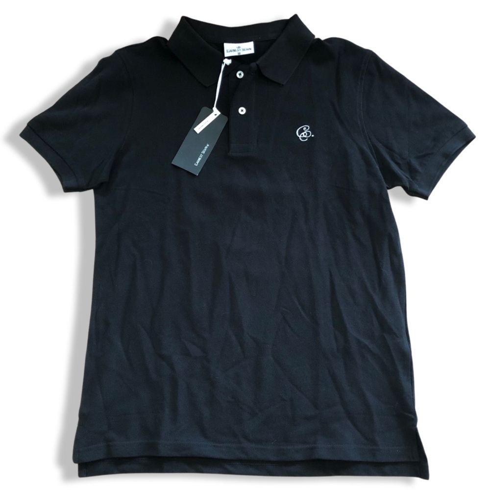 EARNEST SEWN~ Men’s black collared short sleeve polo shirt